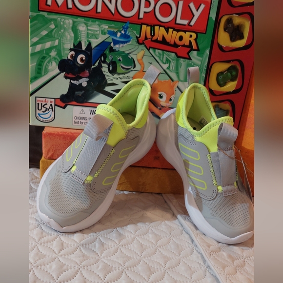 adidas Kids' Sneakers in Gray and Neon Yellow - Picture 6 of 7